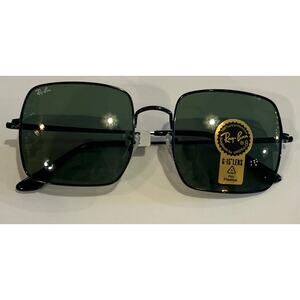 Ray-Ban Sunglasses Square - Black Frames with Blue G-15 Green Lenses - New